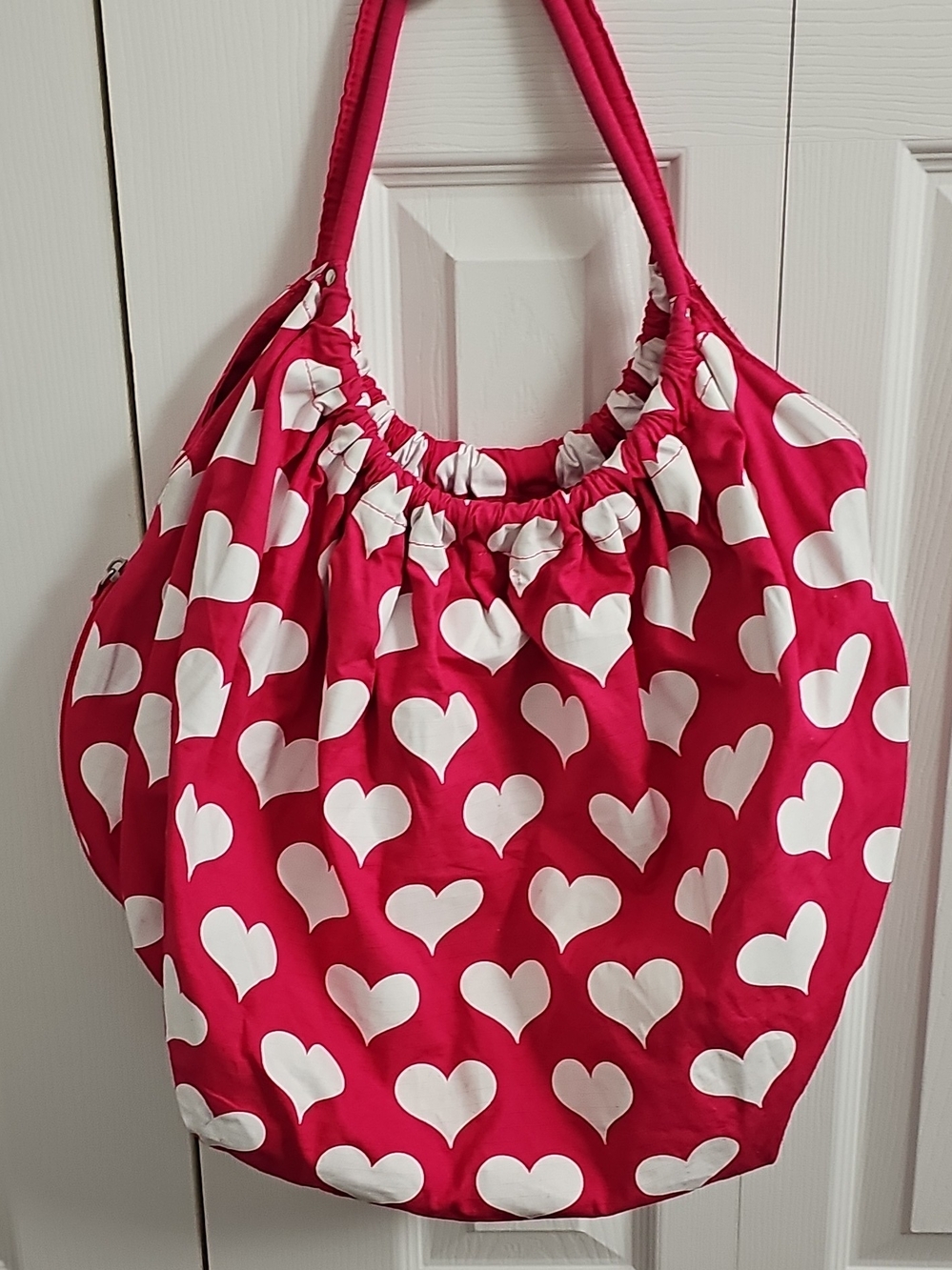 Pink Heart-Print Shoulder Bag - Unbranded, Cotton